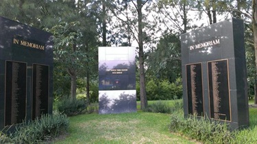 Memorial signs at the Bowral Vietnam War Memorial Cherry Tree Walk