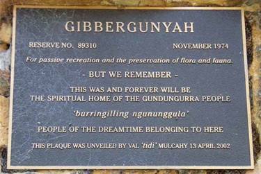 Memorial plaque at Gibbergunyah Reserve