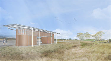 Artist's impression of amenities building at Bong Bong Common.