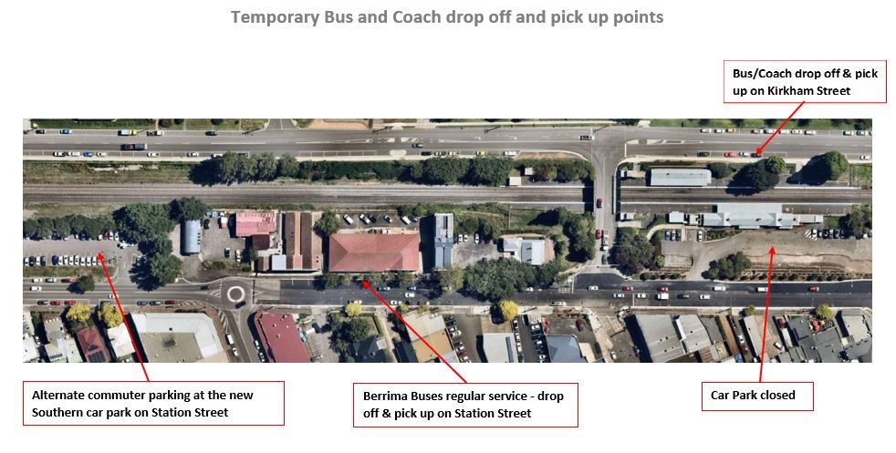 Station Street temporary bus pickup points Bowral 2023