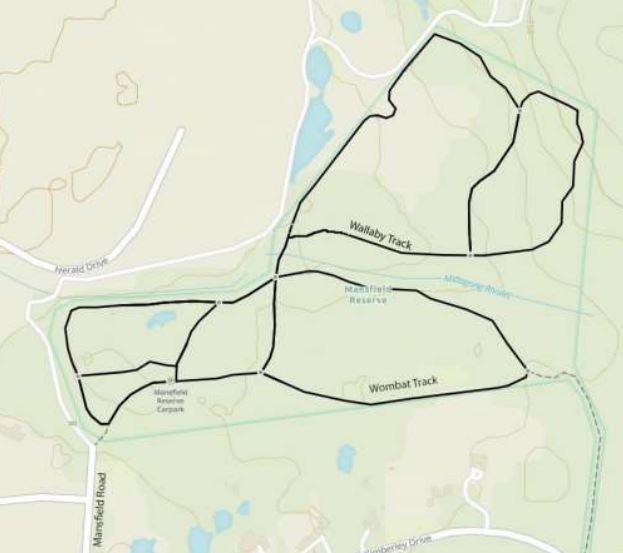Mansfield Reserve walking trails map.
