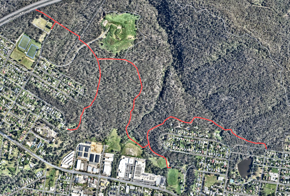 Greater Mount Alexandra Reserve Firetrail Works Map