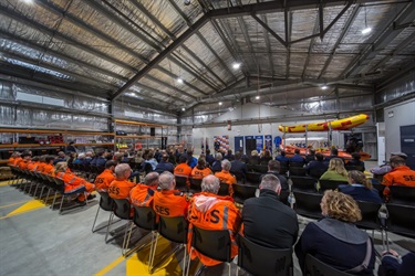 Guests seated inside SES Moss Vale building at official opening