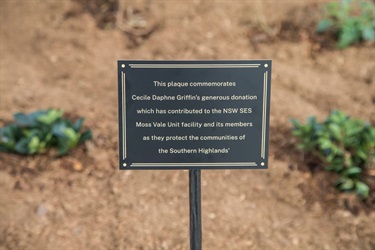 Plaque commemorating local resident Cecile Daphne Griffin