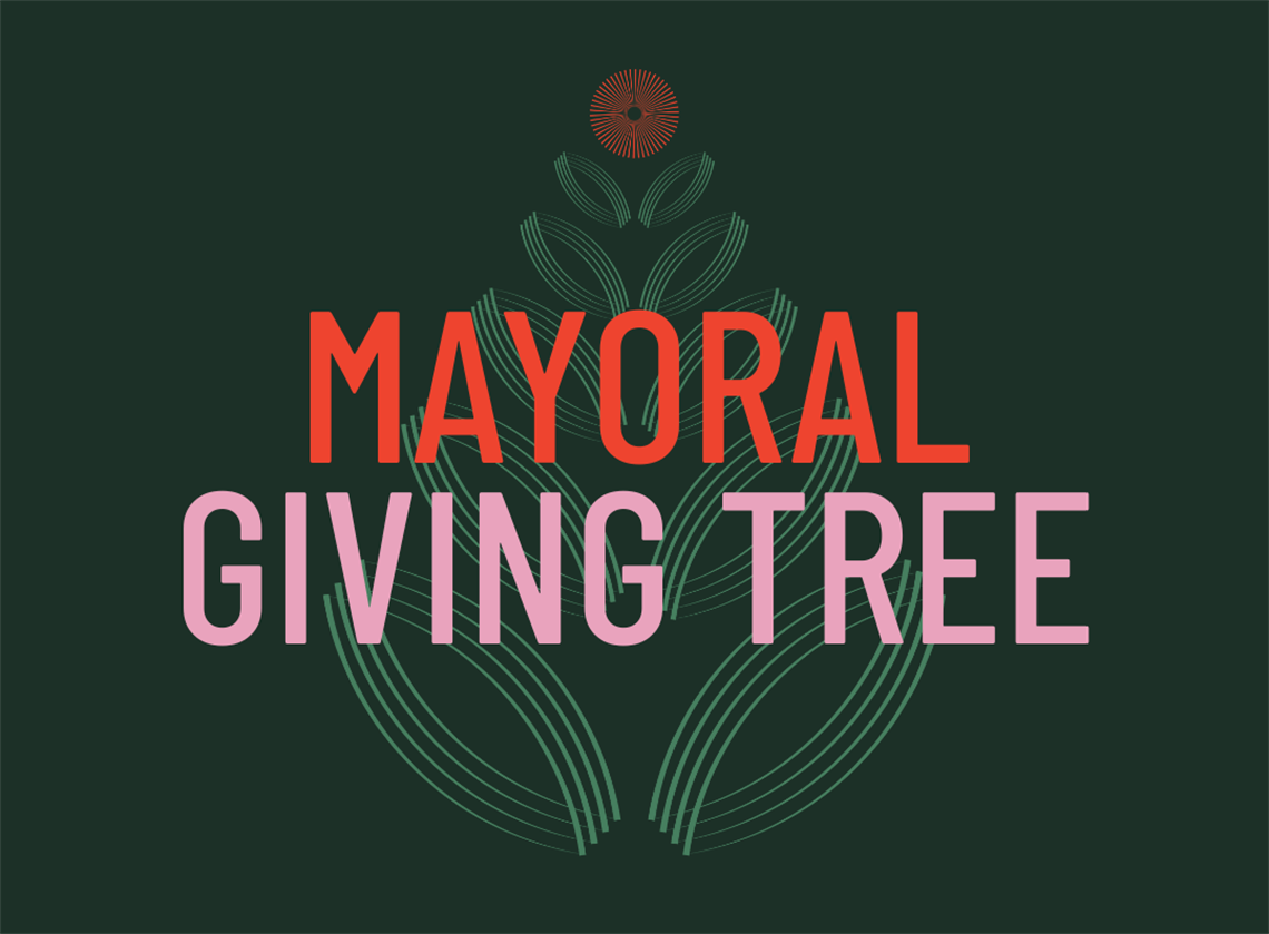 Decorative image with writing Mayoral Giving Tree for Highlands Christmas event page 2025